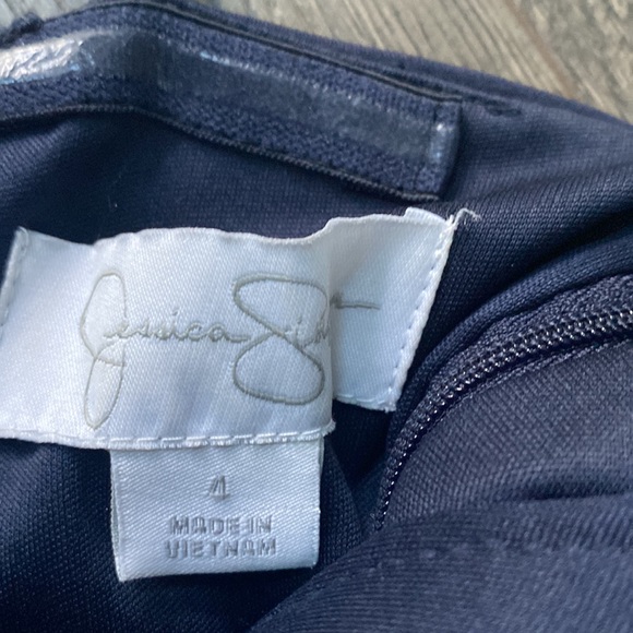 Jessica Simpson Strapless Twist Bust Maxi Gown - Size 4 Navy - Picture 5 of 7